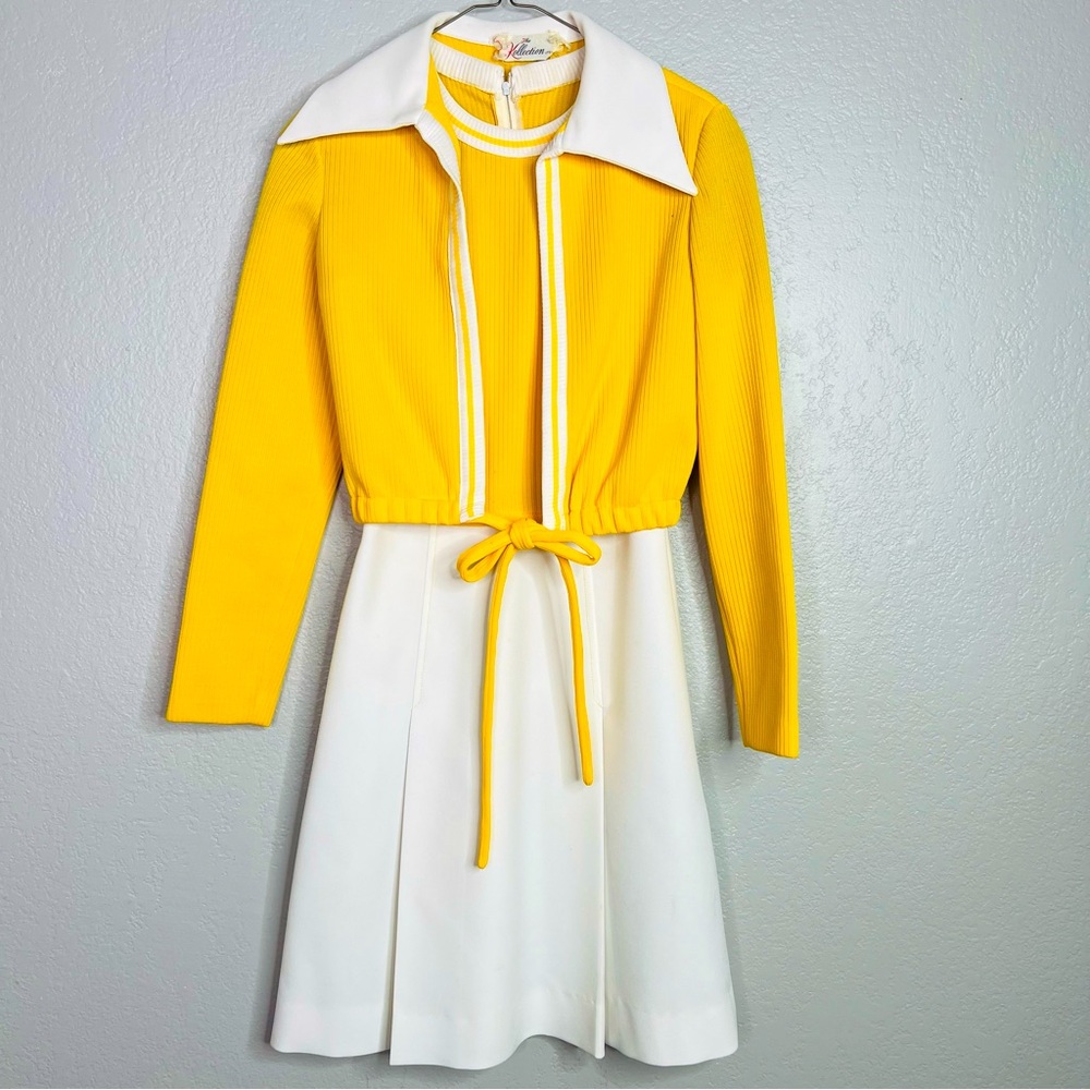 Vintage 70s the kollection pleated dress and jacket set sz xs